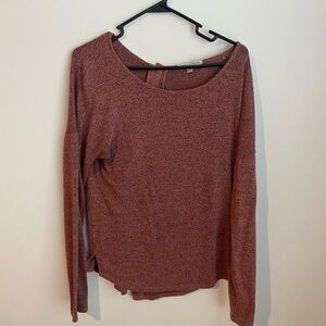 Green Envelope Long Sleeve Scoop Neck Top in Mauve Heather